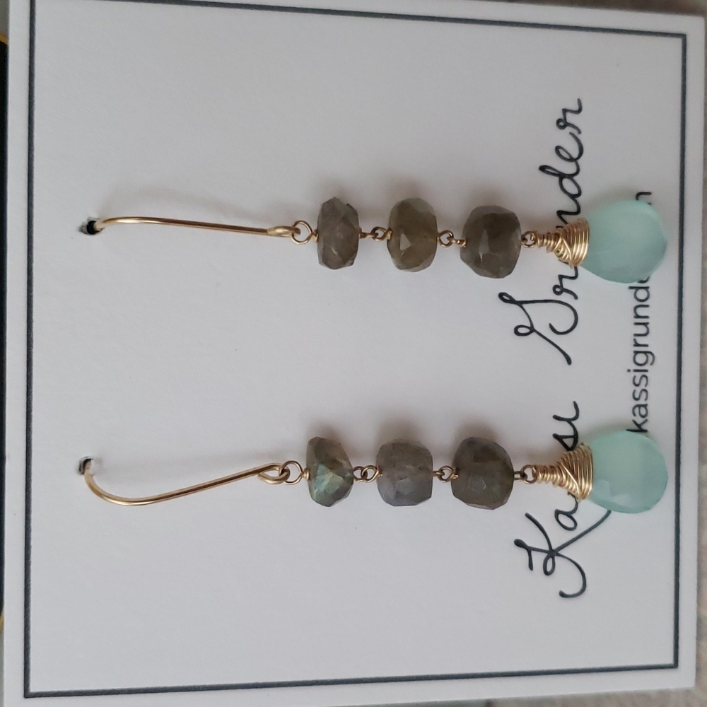Chalcedony and Labradorite Kassi Grunder earrings - Picture 2 of 4